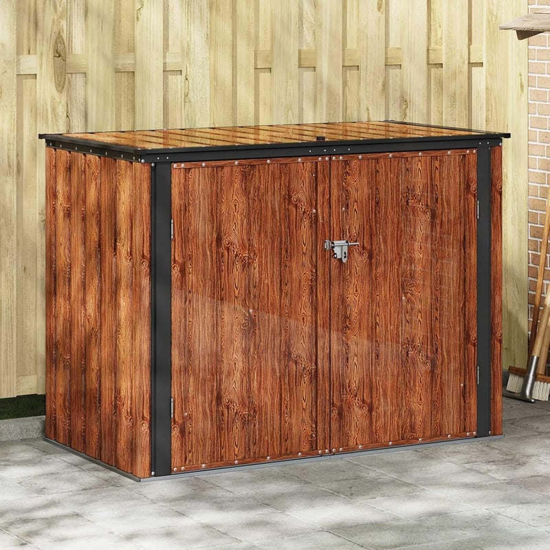 vidaXL Barna Kerti Tárolódoboz 151,5x82x110,5cm Acél Modern Asztal