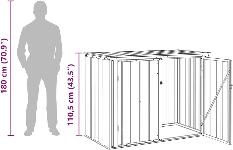 vidaXL Barna Kerti Tárolódoboz 151,5x82x110,5cm Acél Modern Asztal