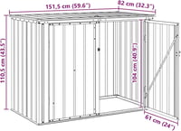 vidaXL Barna Kerti Tárolódoboz 151,5x82x110,5cm Acél Modern Asztal 3