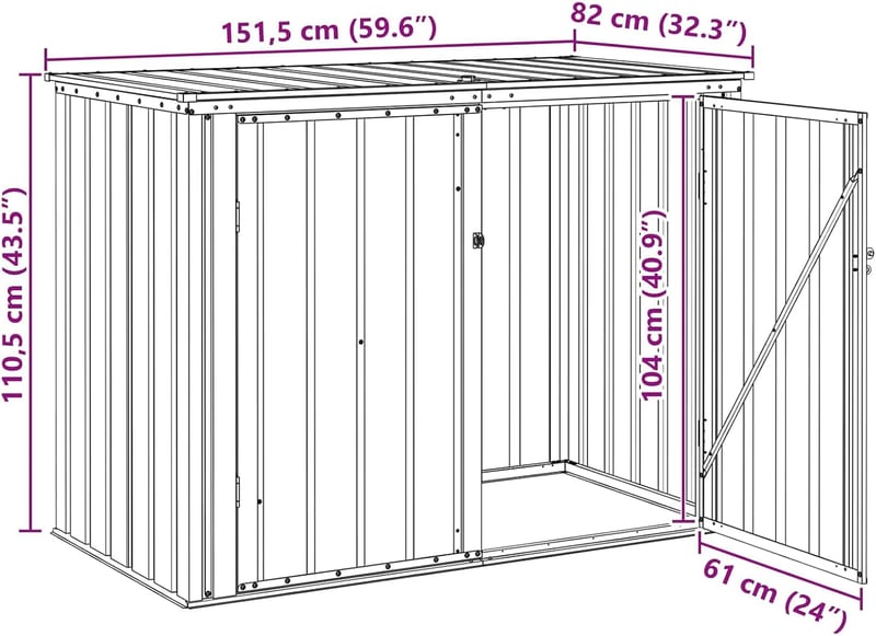 vidaXL Barna Kerti Tárolódoboz 151,5x82x110,5cm Acél Modern Asztal