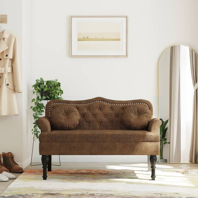 vidaXL barna műbőr pad párnákkal 120x65x75 cm