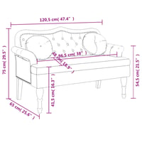 vidaXL barna műbőr pad párnákkal 120x65x75 cm 8
