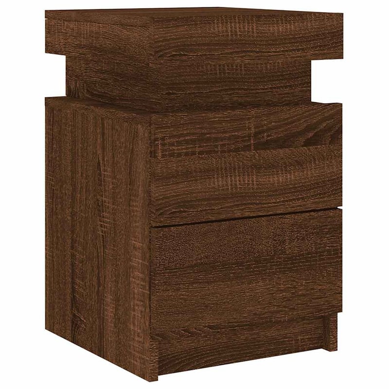 vidaXL Barna tölgy éjjeliszekrény LED-ekkel 35x39x55 cm 2 db