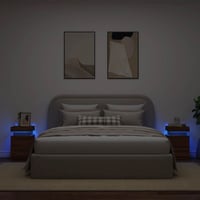 vidaXL Barna tölgy éjjeliszekrény LED-ekkel 35x39x55 cm 2 db 4