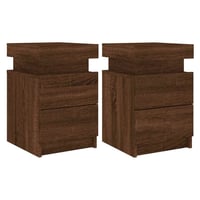 vidaXL Barna tölgy éjjeliszekrény LED-ekkel 35x39x55 cm 2 db 2