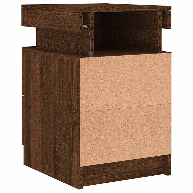 vidaXL Barna tölgy éjjeliszekrény LED-ekkel 35x39x55 cm 2 db