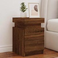 vidaXL Barna tölgy éjjeliszekrény LED-ekkel 35x39x55 cm 2 db 1