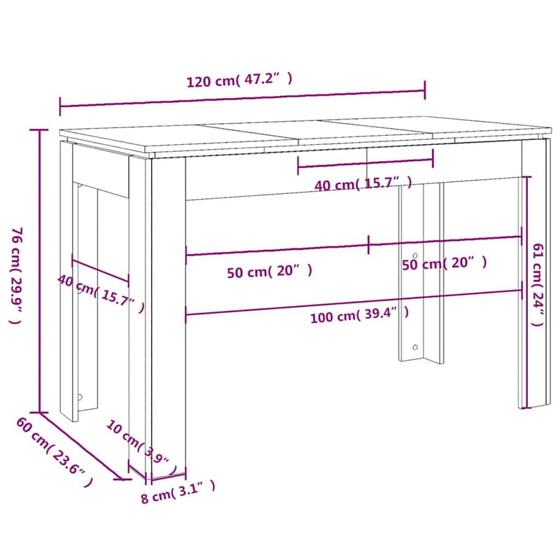 vidaXL Barna Tölgy Étkezőasztal 120x60x75 cm Szerelt