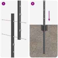 vidaXL Beágyazott kerítésoszlop szett 11 db szürke 160 cm porszórt acél 7