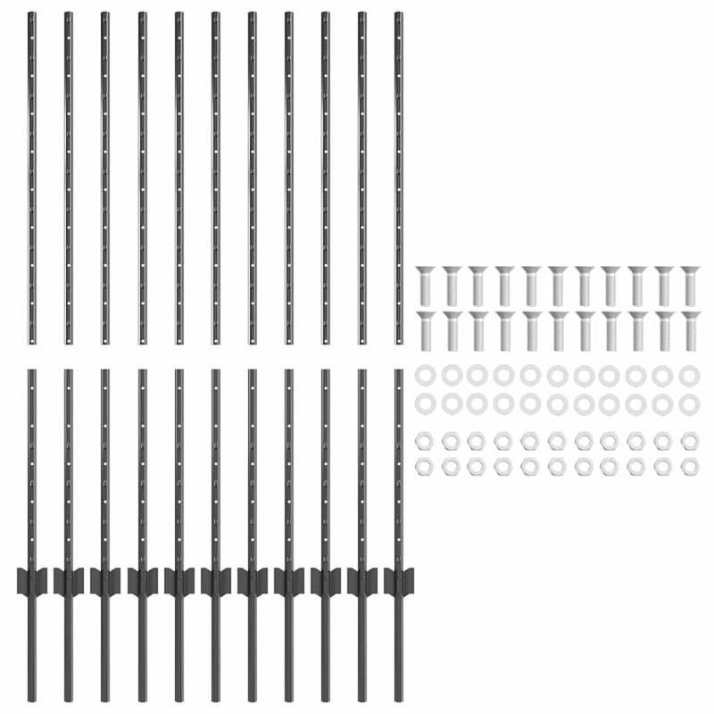 vidaXL Beágyazott kerítésoszlop szett 11 db szürke 160 cm porszórt acél