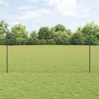 vidaXL Beágyazott kerítésoszlop szett 11 db szürke 160 cm porszórt acél 2