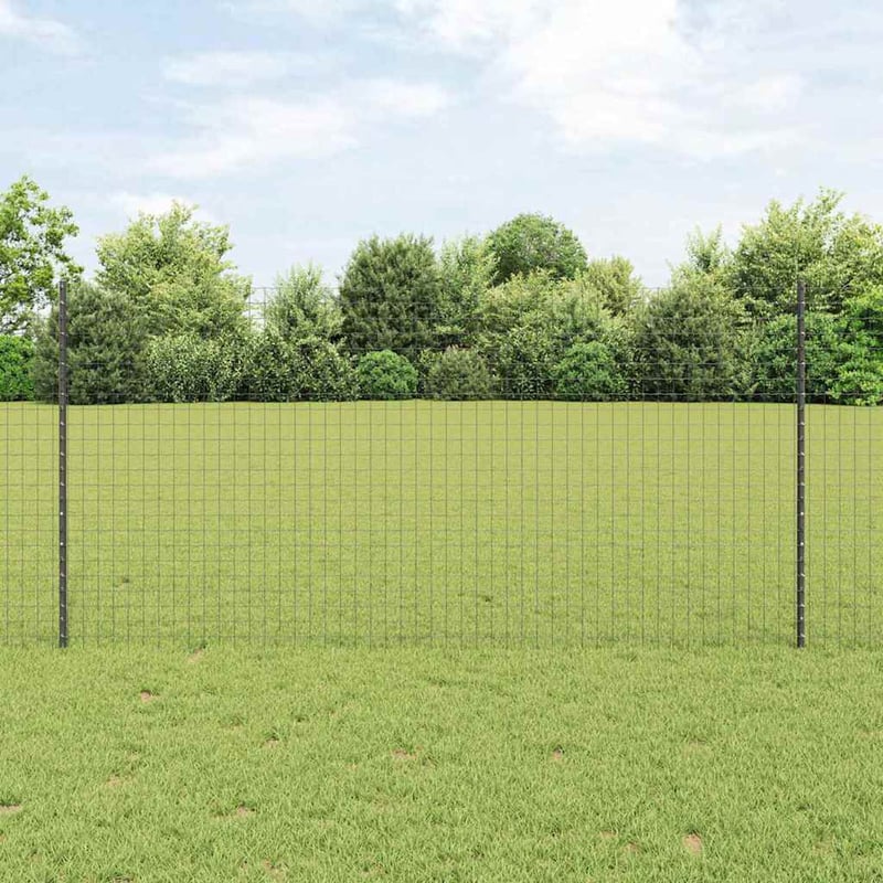 vidaXL Beágyazott kerítésoszlop szett 11 db szürke 160 cm porszórt acél