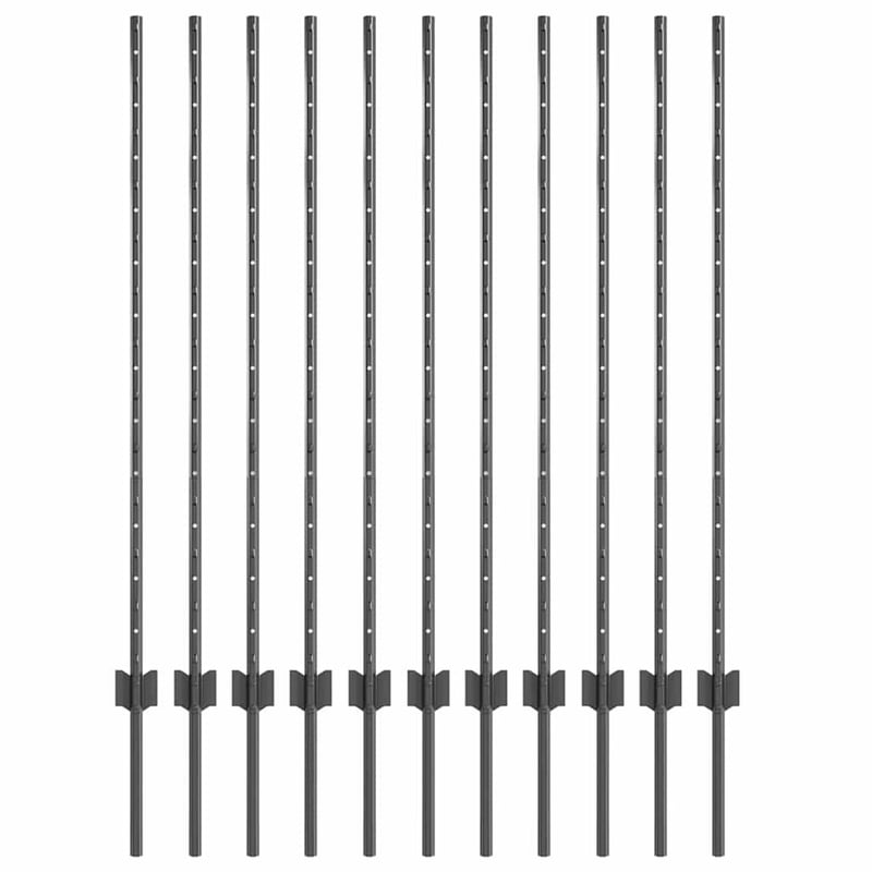 vidaXL Beágyazott kerítésoszlop szett 11 db szürke 160 cm porszórt acél
