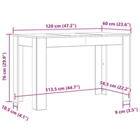 vidaXL betonszürke étkezőasztal 120x60x76 cm 6