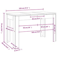 vidaXL betonszürke étkezőasztal 120x60x76 cm fa szerkezettel 7