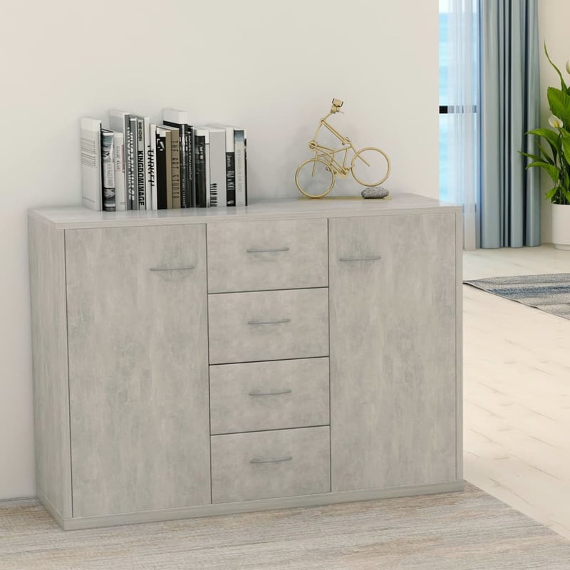 vidaXL betonszürke fa tálalószekrény 88x30x65 cm