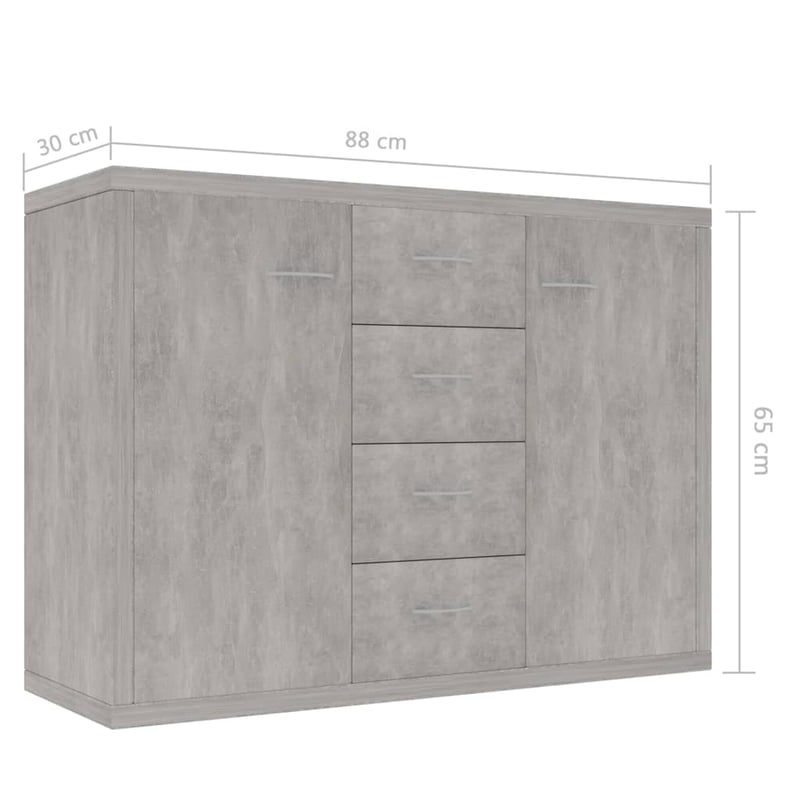 vidaXL betonszürke fa tálalószekrény 88x30x65 cm