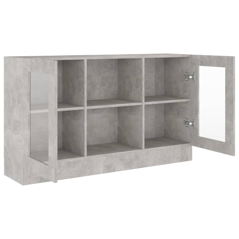 vidaXL betonszürke fa vitrinszekrény 120x30,5x70 cm