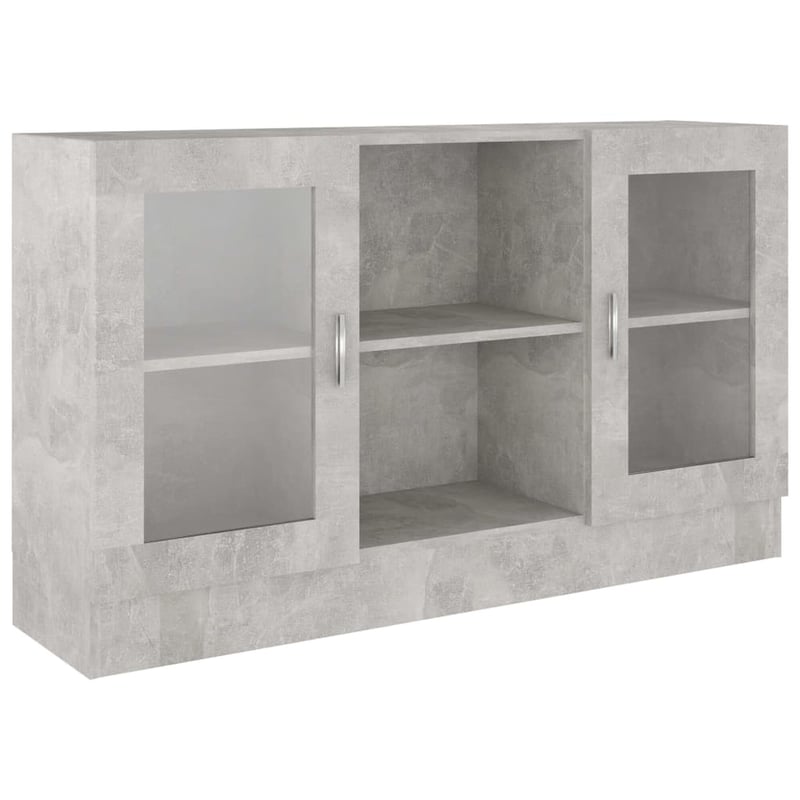 vidaXL betonszürke fa vitrinszekrény 120x30,5x70 cm