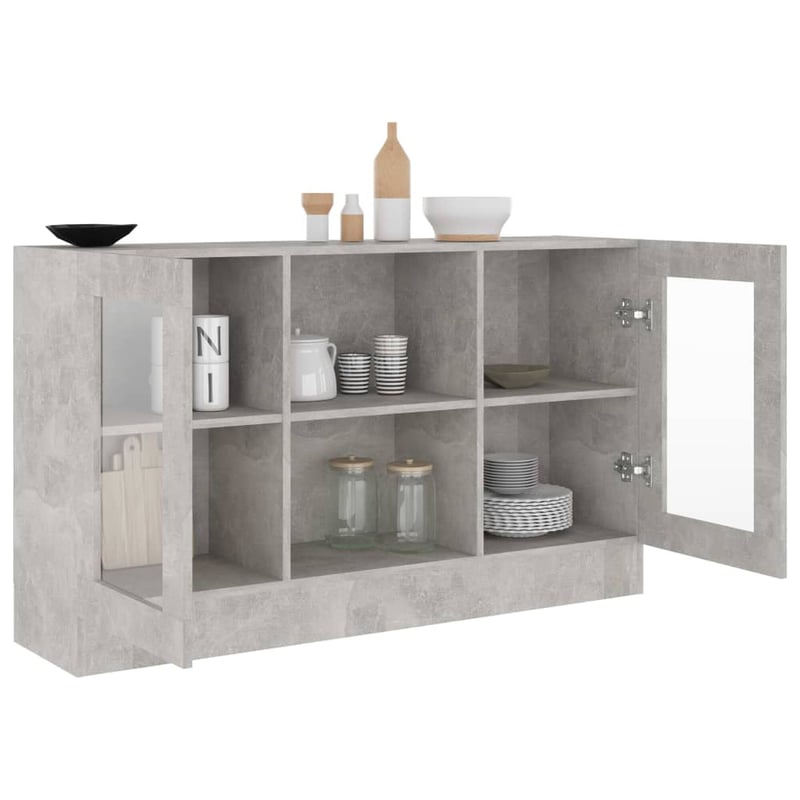 vidaXL betonszürke fa vitrinszekrény 120x30,5x70 cm