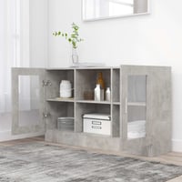 vidaXL betonszürke fa vitrinszekrény 120x30,5x70 cm 3
