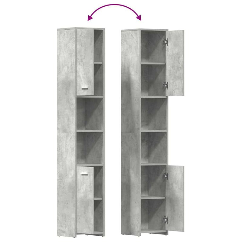 vidaXL betonszürke fürdőszobaszekrény 30x30x183,5 cm
