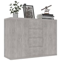vidaXL Tálalószekrény Betonszürke 88x30x65 cm Szerelt Fa Tárolószekrény Nappali Előszoba Bútor 3
