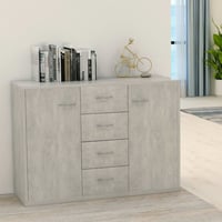 vidaXL Tálalószekrény Betonszürke 88x30x65 cm Szerelt Fa Tárolószekrény Nappali Előszoba Bútor 2