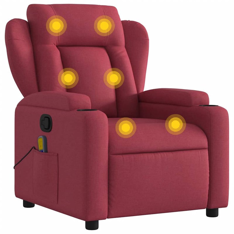 vidaXL bordó dönthető szövet masszázsfotel relaxációhoz