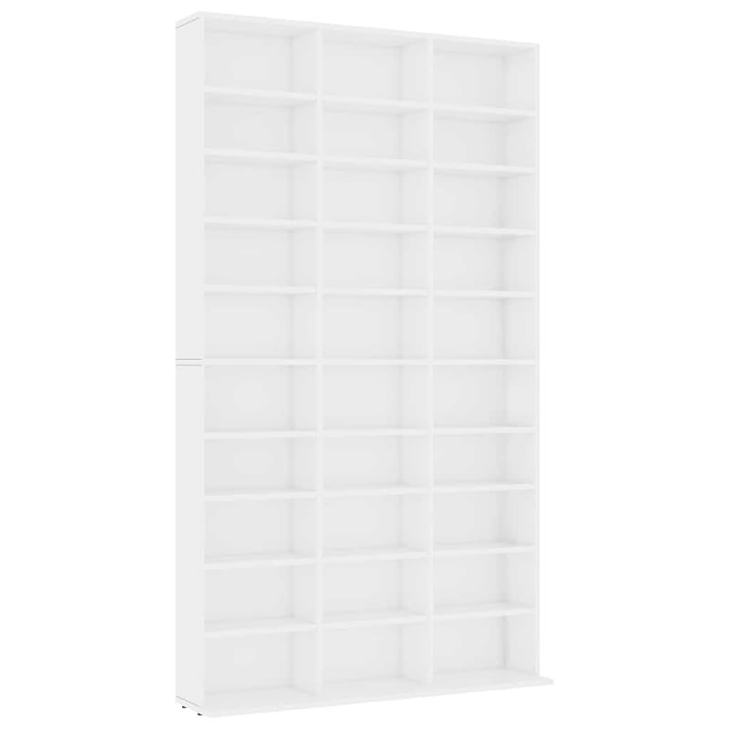 vidaXL CD DVD polc falra szerelhető könyvespolc fehér 102 x 23 x 177,5 cm fa médiatároló állvány