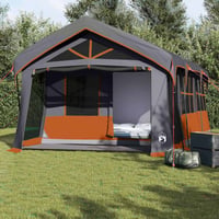vidaXL Családi Sátor 620x322x240cm Szürke-Narancs Poliészter 2