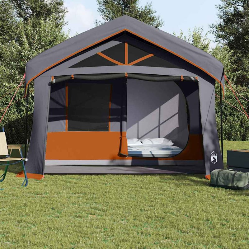 vidaXL Családi Sátor 620x322x240cm Szürke-Narancs Poliészter