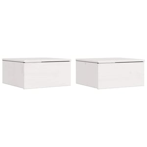 vidaXL Nástenný nočný stolík z masívneho borovicového dreva – biely – 37x35x18,5 cm – 2 ks