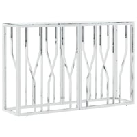vidaXL ezüstszínű tálalóasztal üveg és rozsdamentes acél 110x30x70 cm 1