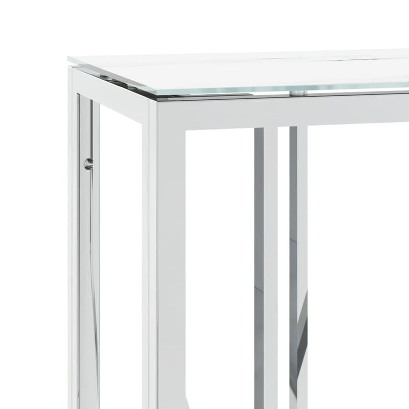 vidaXL ezüstszínű tálalóasztal üveg és rozsdamentes acél 110x30x70 cm
