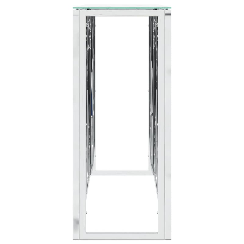 vidaXL ezüstszínű tálalóasztal üveg és rozsdamentes acél 110x30x70 cm