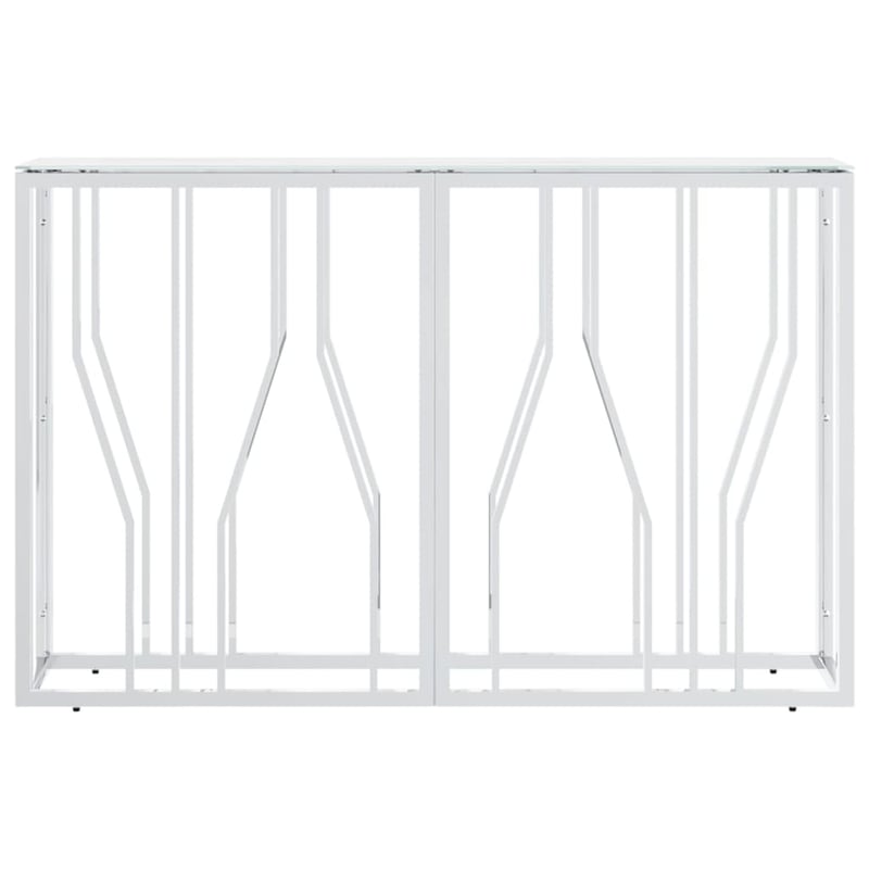 vidaXL ezüstszínű tálalóasztal üveg és rozsdamentes acél 110x30x70 cm