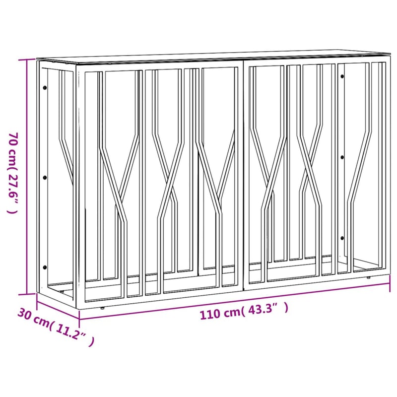 vidaXL ezüstszínű tálalóasztal üveg és rozsdamentes acél 110x30x70 cm
