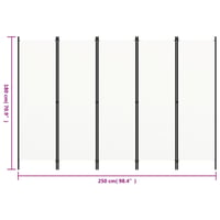vidaXL fehér 5 paneles paraván 250x180 cm 6
