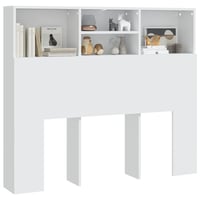 vidaXL Fehér Ágy Fejvég Polcokkal 120x19x103,5 cm 4
