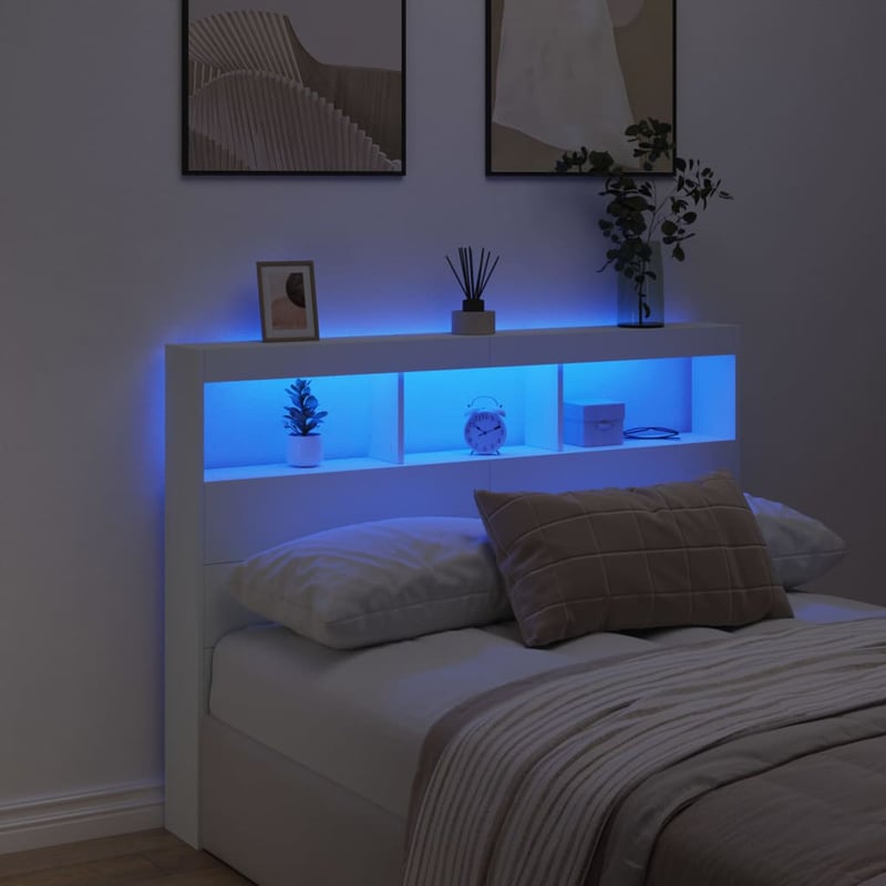 vidaXL fehér áthidalószekrény LED-világítással 140x102 cm