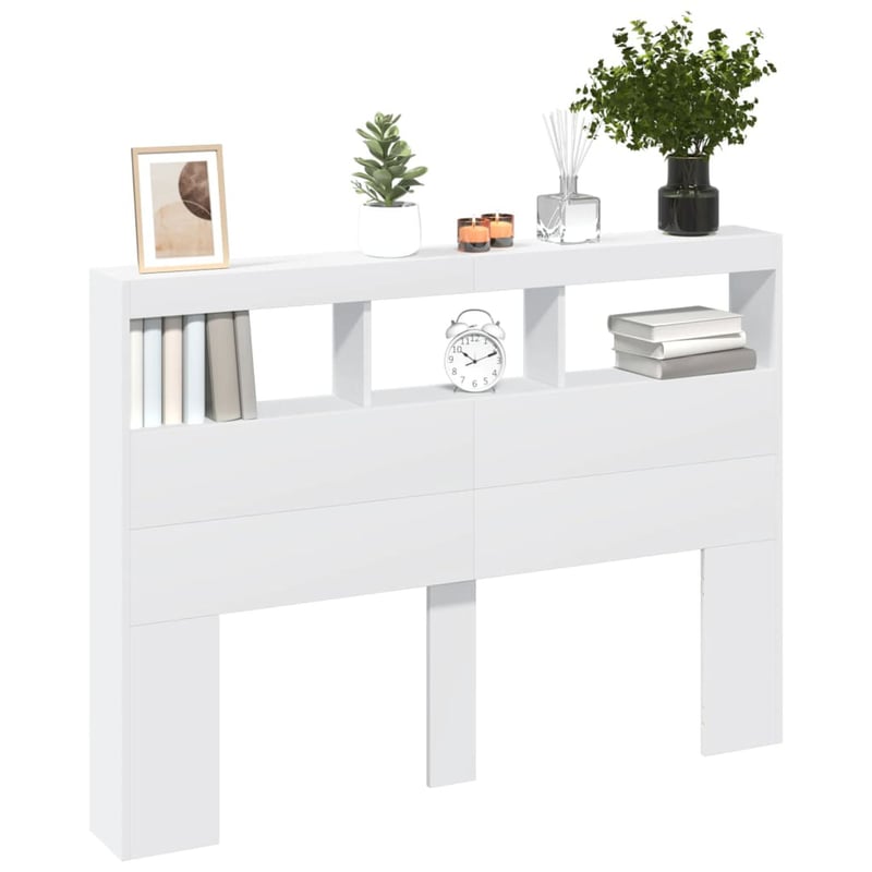 vidaXL fehér áthidalószekrény LED-világítással 140x102 cm