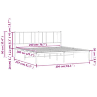 vidaXL fehér fém ágykeret fejtámlával 200x200 cm 10