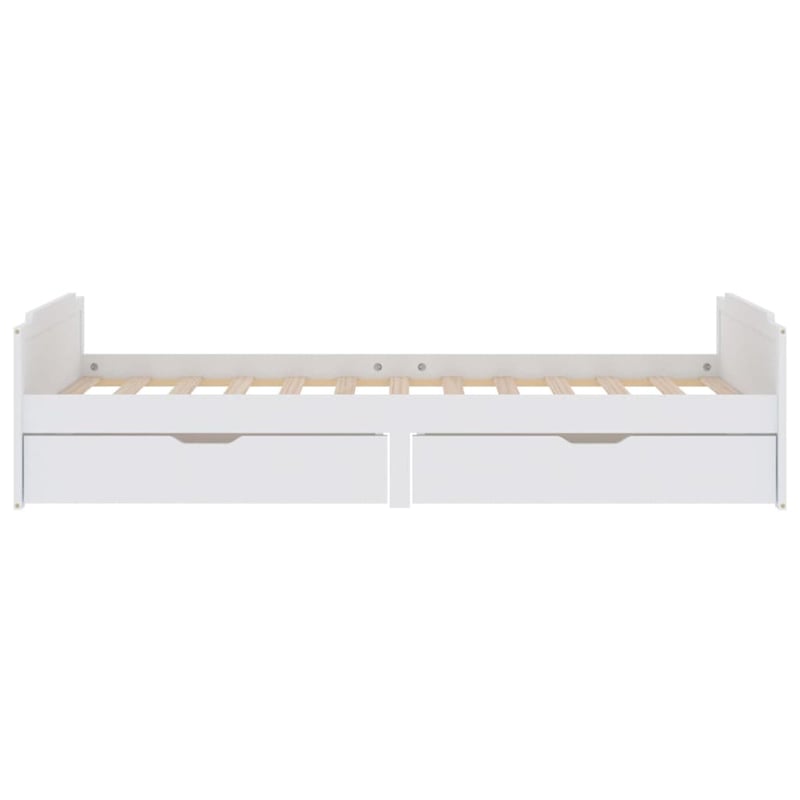 vidaXL fehér fenyőfa ágykeret fiókkal 90x200 cm