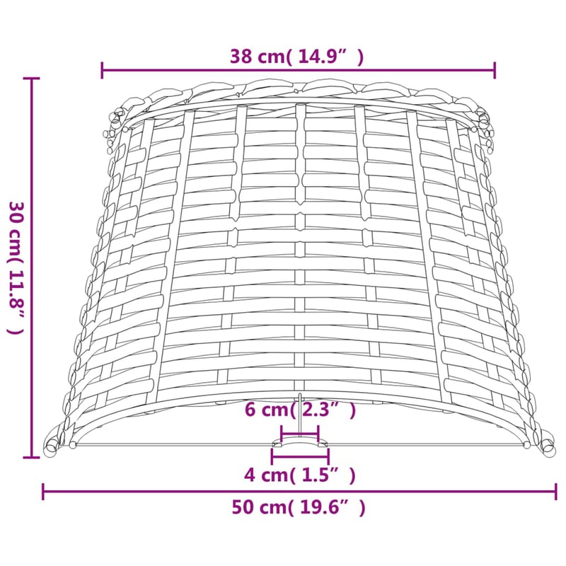 vidaXL fehér fonott lámpaernyő 50 cm átmérő