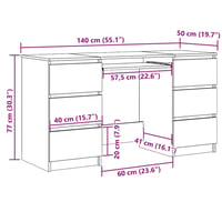 Birou alb vidaXL din lemn prelucrat 140x50x77 cm, masă de calculator cu 6 sertare pentru birou de acasă — două panouri posterioare sunt deteriorate (stare: vezi a 2-a imagine) 10