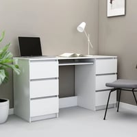 vidaXL Biely písací stôl z kompozitného dreva 140 x 50 x 77 cm – Stôl do domácej kancelárie a pracovne 2