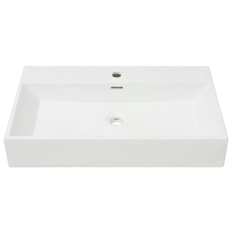 vidaXL Fehér kerámia mosdó csaptelep furattal 76x42,5x14,5 cm