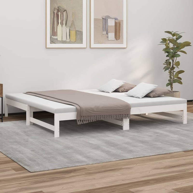 vidaXL fehér kihúzható kanapéágy fenyőfa 80x200 cm
