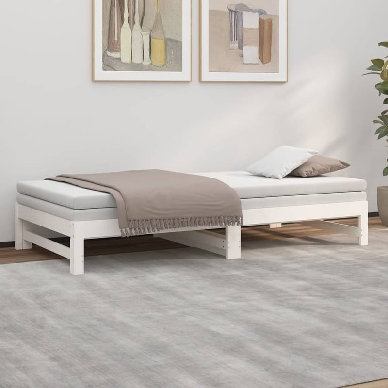 vidaXL fehér kihúzható kanapéágy fenyőfa 80x200 cm
